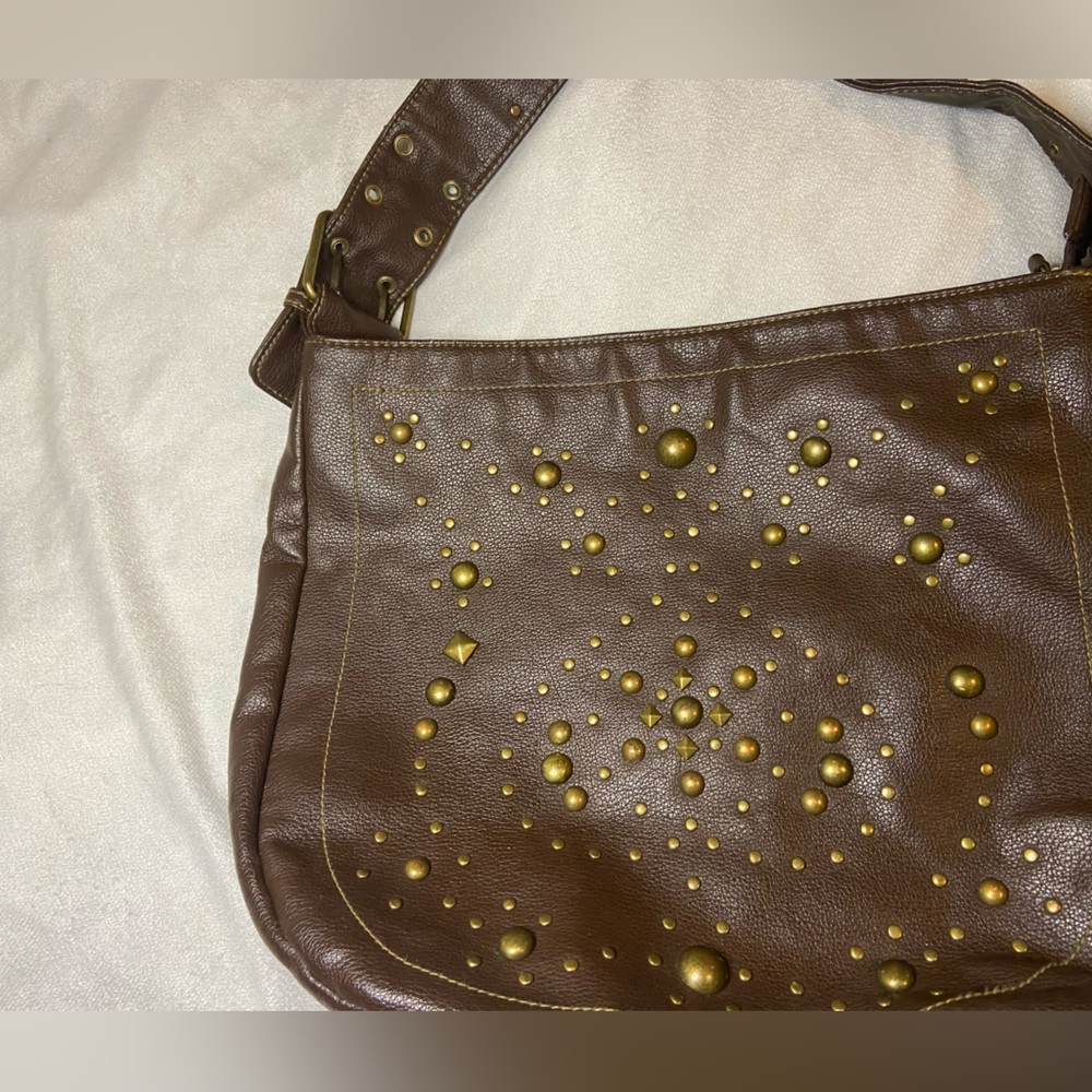 Brown Studded Hobo Bag